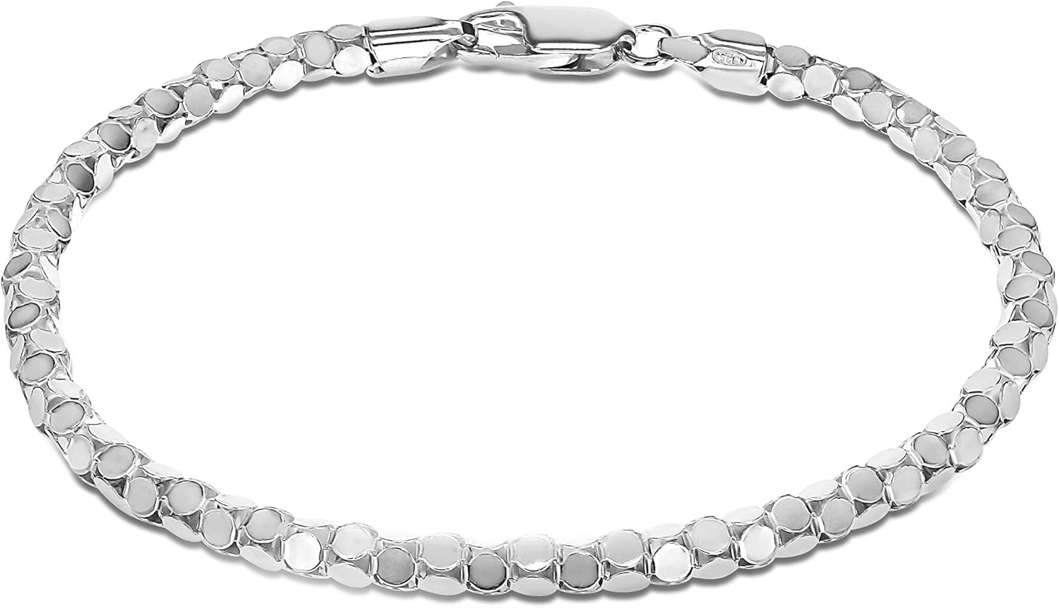 Tuscany Silver Unisex Sterling Silver 3.5mm Round Mirror Bracelet of 20cm/8"