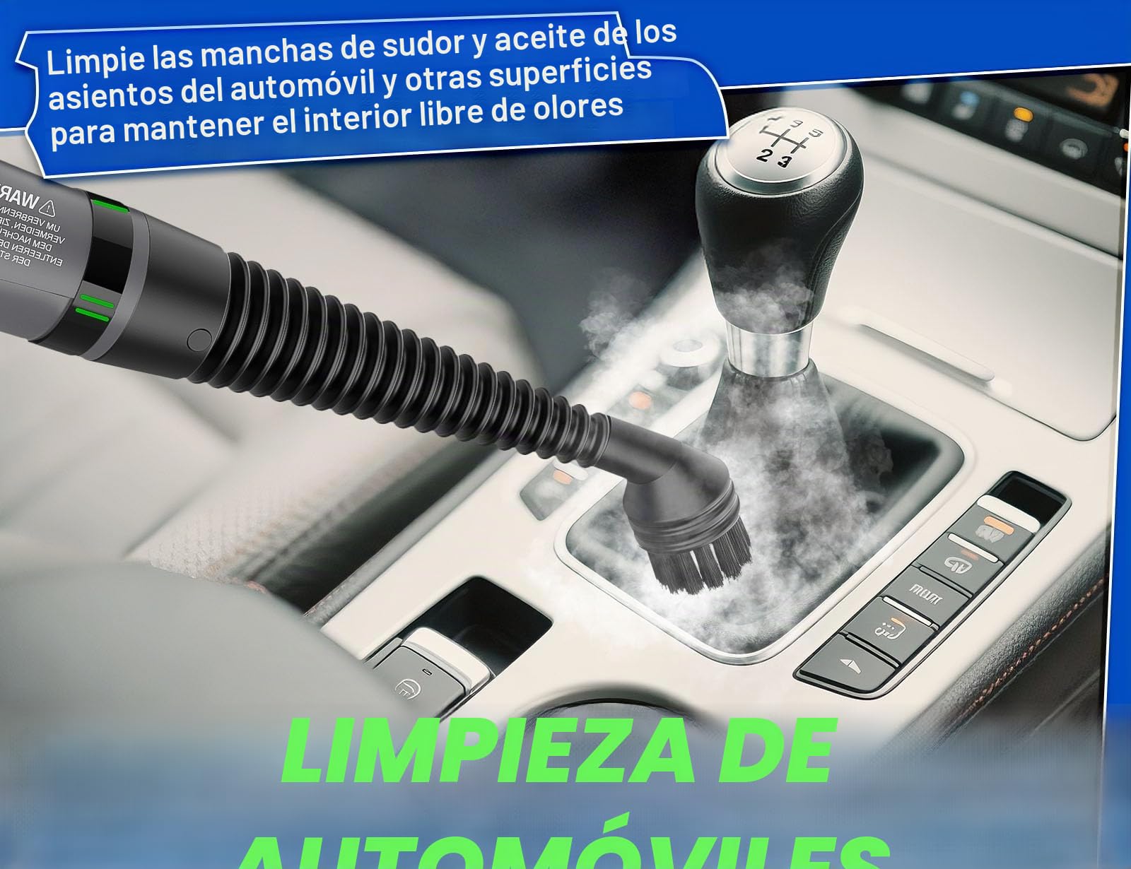 Limpiador a Vapor Portátil, Alta Presión y Temperatura para Rincones y Grietas Difíciles,100% sin Químicos Vaporeta de Mano con 9 Accesorios, para la Cocina el Baño y el Lavado de Coches al Aire Libre