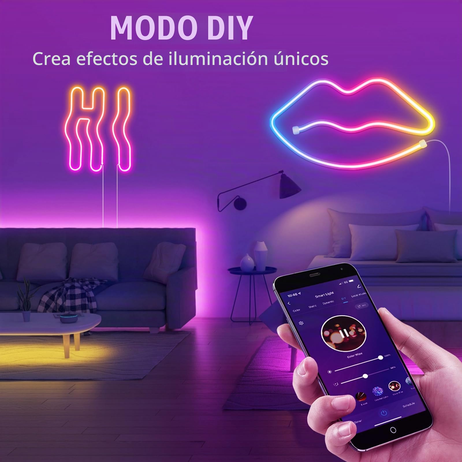Tira Led Neón 15M, RGB Luces led Neon con Control de APP y Remoto | LED Neón Flexible Strip con 1080 Leds, Sincronización de Música, Tira LED Neon para Fiesta de Cumpleaños, Navidad