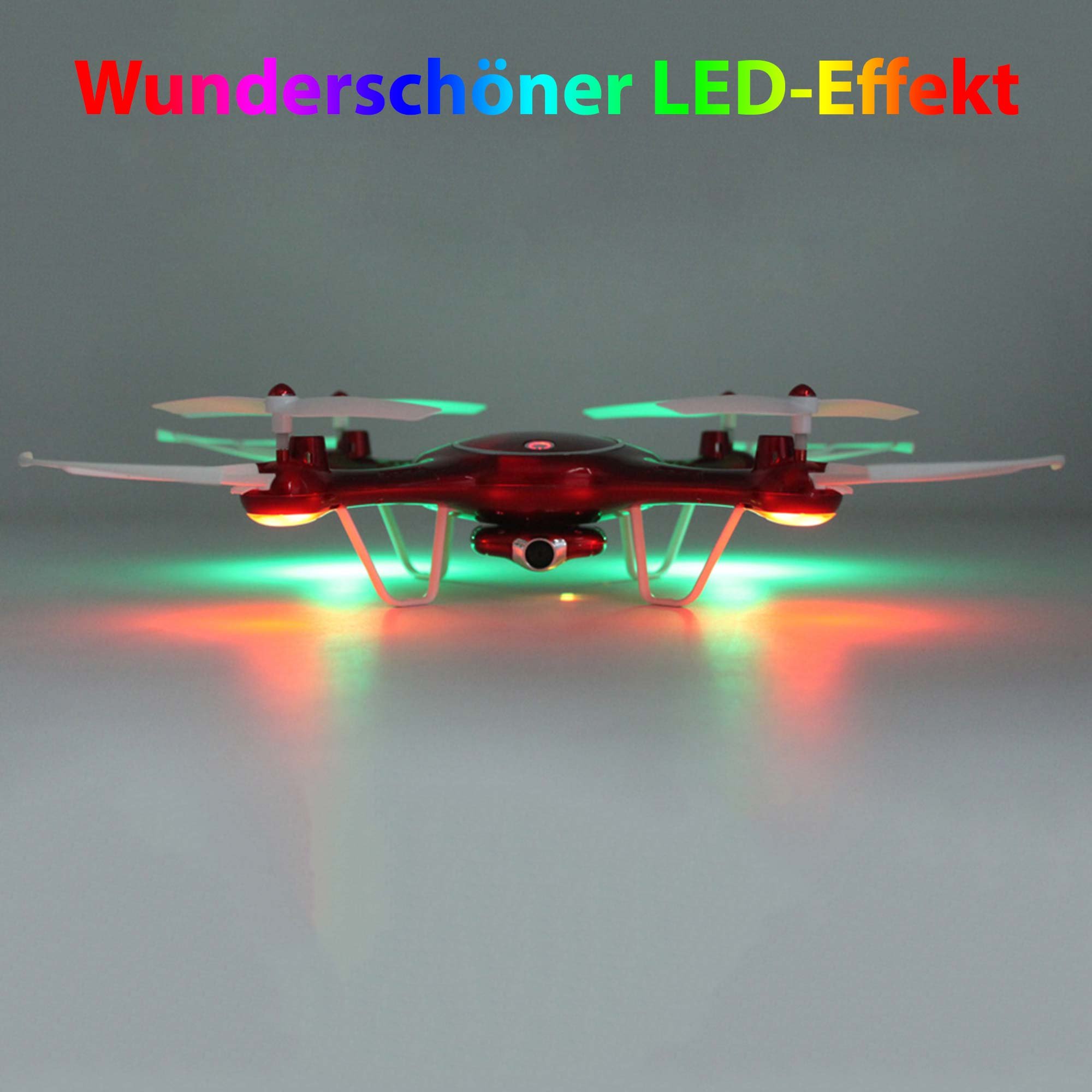 RC ferngesteuerte Drohne mit FPV WiFi, schwenkbarer 720P HD Kamera, LED Quadcopter mit Geschwindigkeitsmodus, Drone mit Headless-Mode, Höhen-Barometer, Spielzeug Quadrocopter für Kinder und Erwachsene