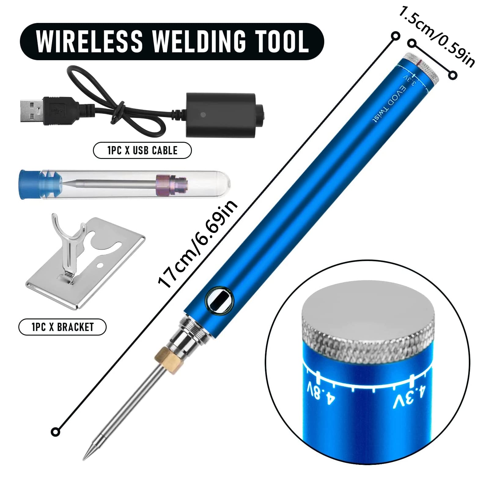 Kit Saldatore A Batteria USB - Temperatura Regolabile 330°C-450°C - Portatile Per Saldature Stagno - Foto 5