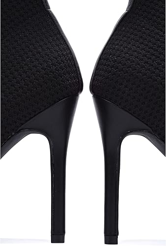 Miniatura 3 de Cape Robbin Sisa - Botines de tacón alto sexy para mujer, calcetines de punto tejido