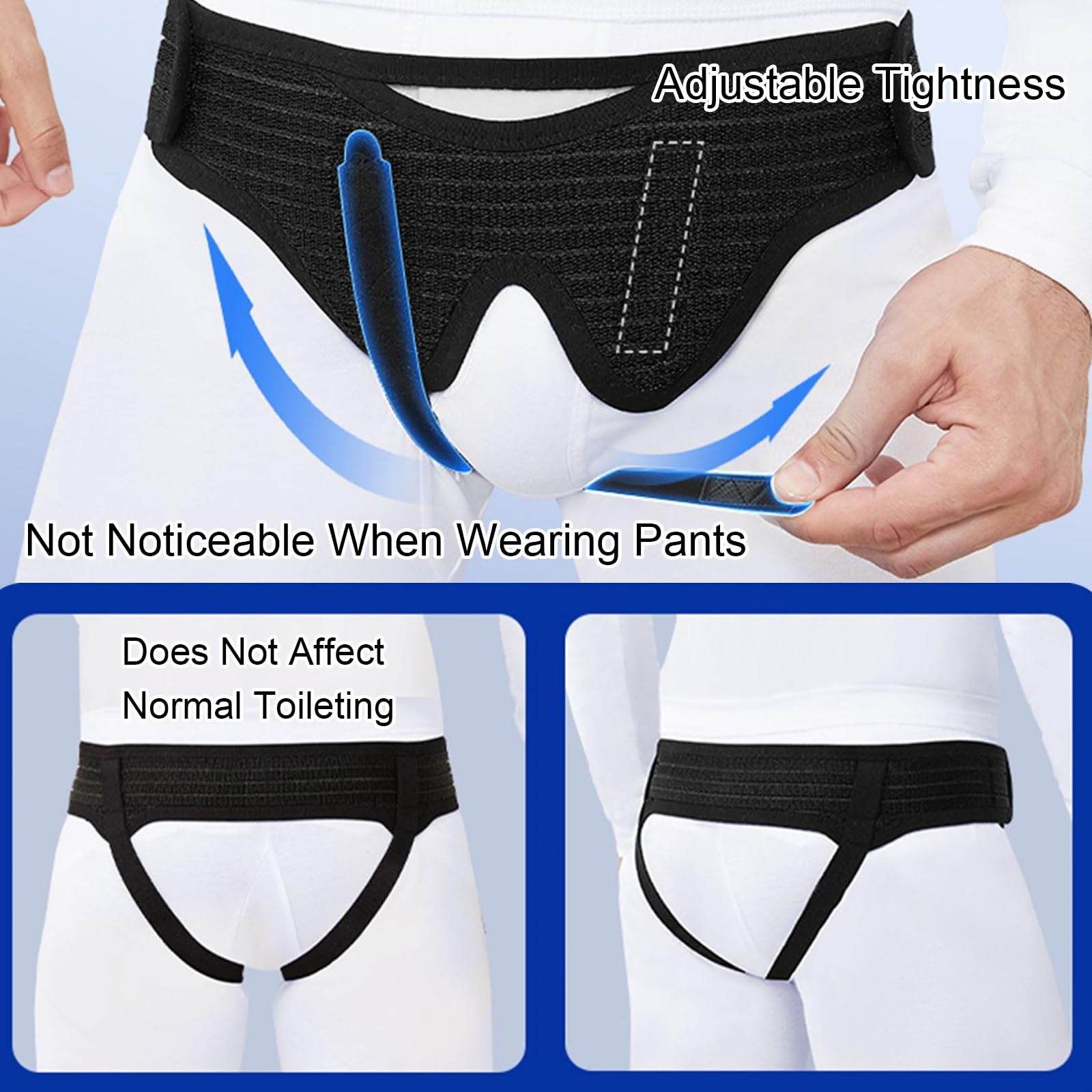Hernia Belt for Double Inguinal with 2 Removable Compression Pads, Hernia Belt for Men and Women, Adjustable Waist Strap, Comfortable Material(Black,Small)