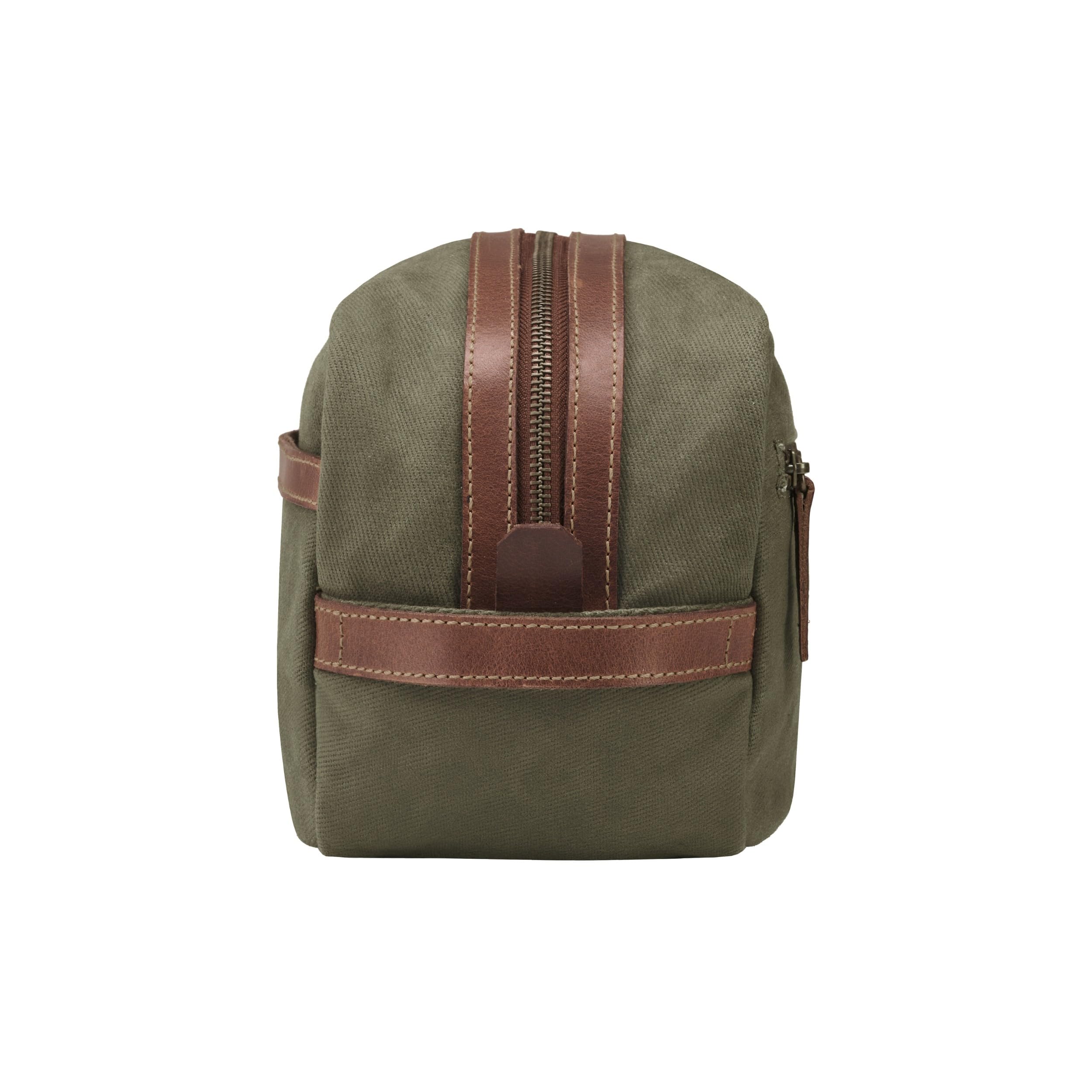 DRAKENSBERG Zestaw/2 woskowe płótno Weekender Cody & kosmetyczka Liam, Zielony las, Handgepäck 20 Zoll, Zabytkowe | 50 l, skóra bawola, męska, wodoodporna, wytrzymała, ręcznie wykonana, Heritage