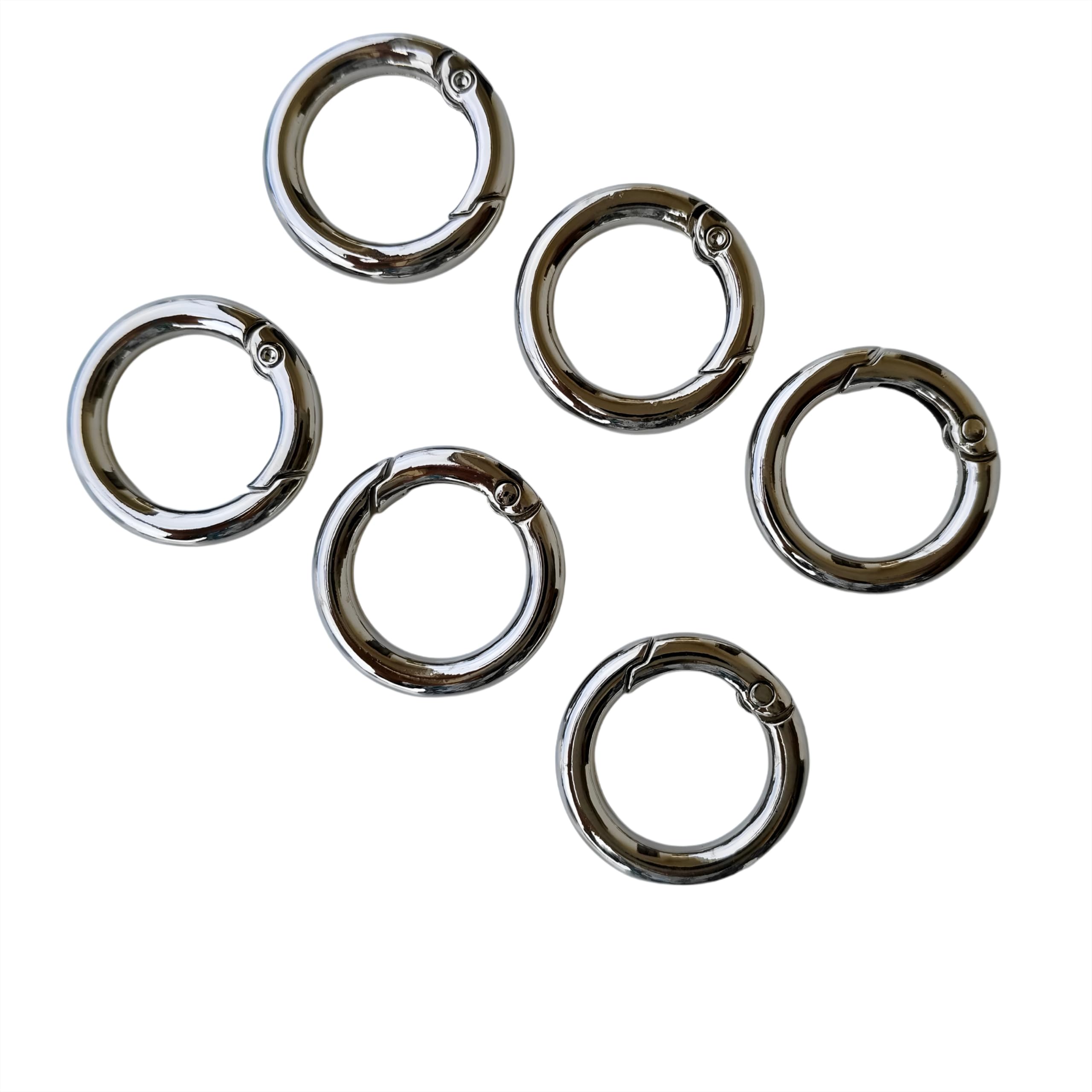 THREAD STORY® | Premium Metal Spring O Rings Clips for Bags, Keychains & Belts – Round Carabiner Hook Buckle for Purse Chains, Straps & Leather Crafts – (Pack of 6 – 24mm) Silver-image-30