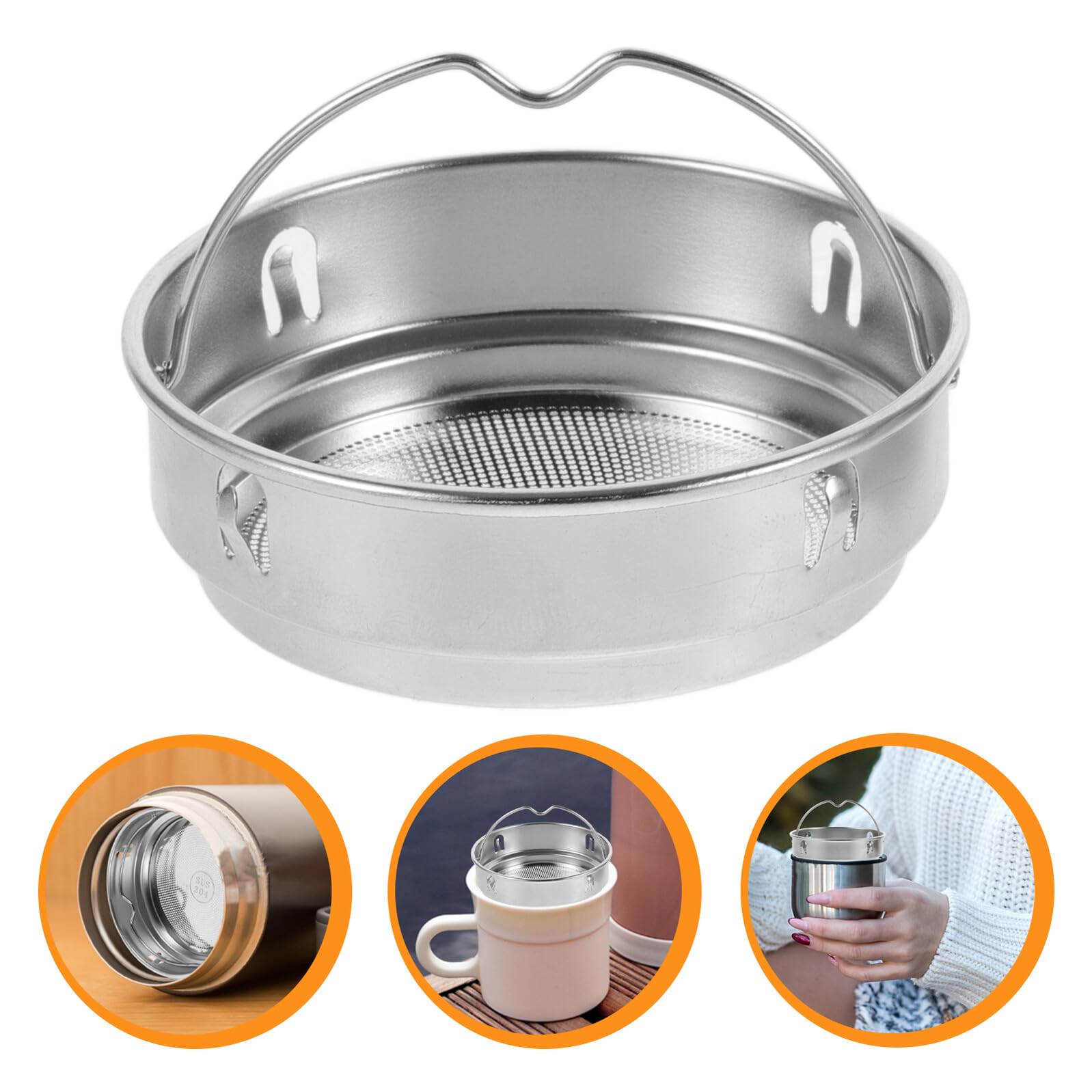 SHINEOFI Lot de 2 Filtres à Thé en Acier Inoxydable 304 Infuseurs à Thé Réutilisables à Maille Fine Diamètre 62 Mm Compatibles Bouteilles Isothermes pour Passoires Pratiques pour Infusion
