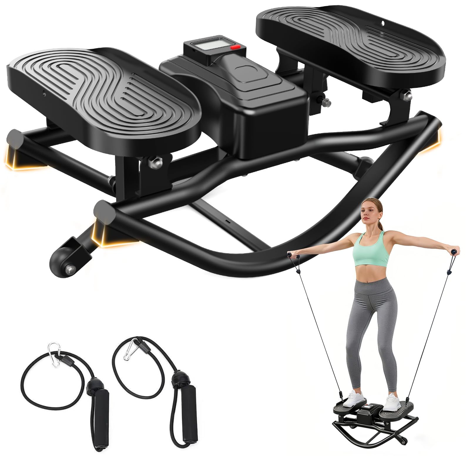 HXD-ERGO HXD-ERGO Rock Stepper with Elastic Resistance Bands, Side-to-Side Lateral Rocking Motion, Digital Display & High-Capacity Design for Home Leg GluteWorkout
