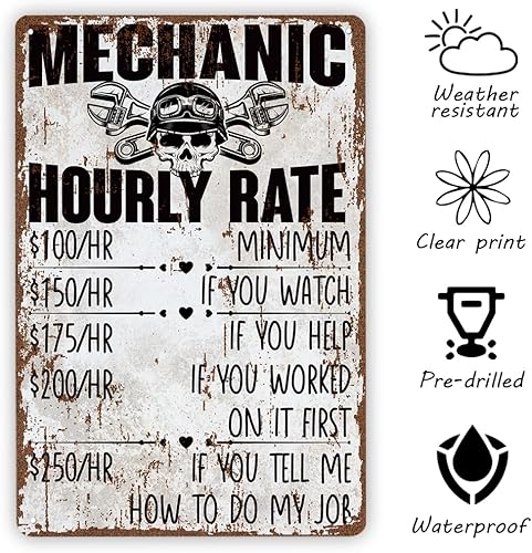 Miniatura 3 de Divertido letrero de mecánico, divertidos letreros de metal vintage, regalos mecánicos para hombres, papá y marido, letrero de metal vintage por