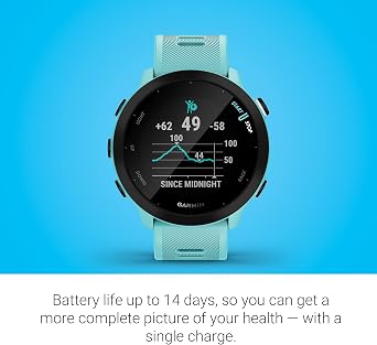 Garmin Forerunner 55, GPS Running Watch with Daily Suggested Workouts, Up to 2 Weeks of Battery Life, Aqua