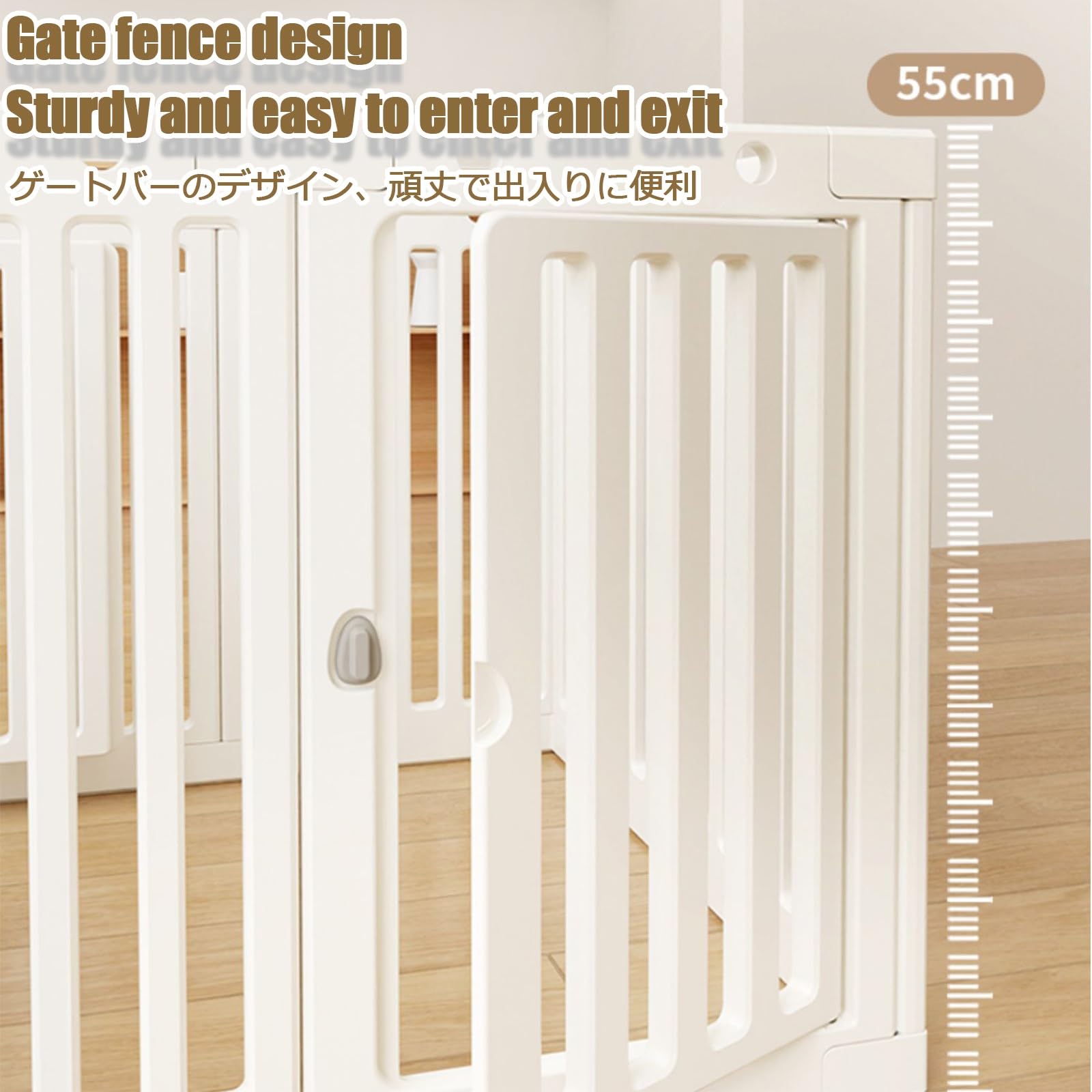 Recinto per Animali Recinto per Piccoli Animali Box per Cani Gabbia per Cuccioli con Cancelletto Recinto per Coniglio Nani da Interno Recinto per Animali Domestici con Porta(55CM,Double Room