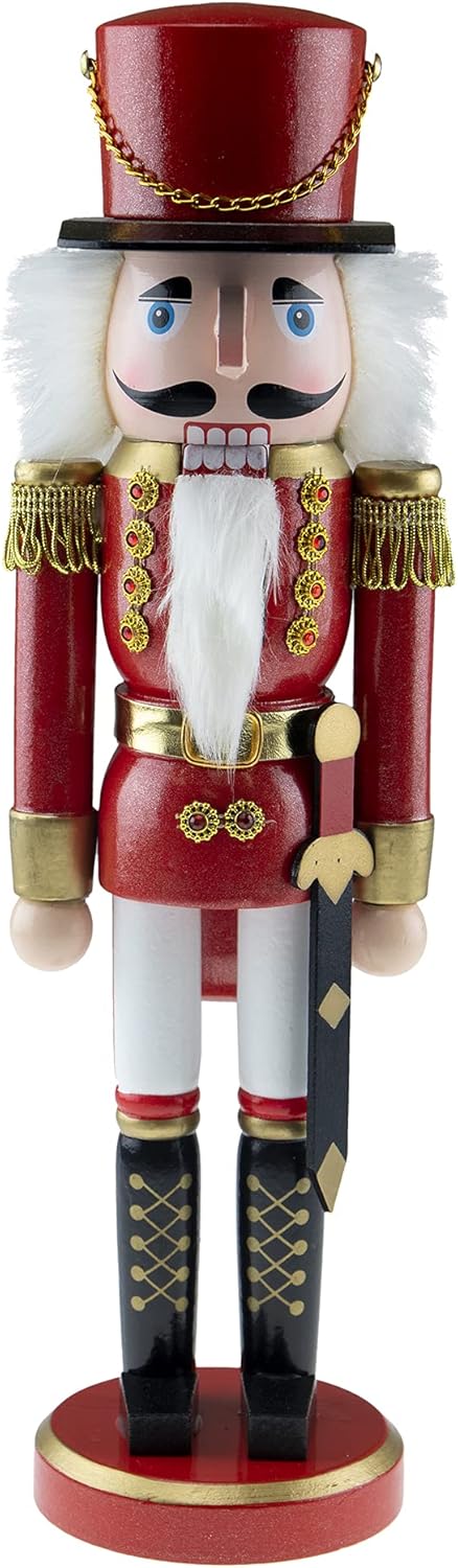 Clever Creations Gold King 12 Inch Traditional Wooden Nutcracker, Festive Christmas Décor for Shelves and Tables