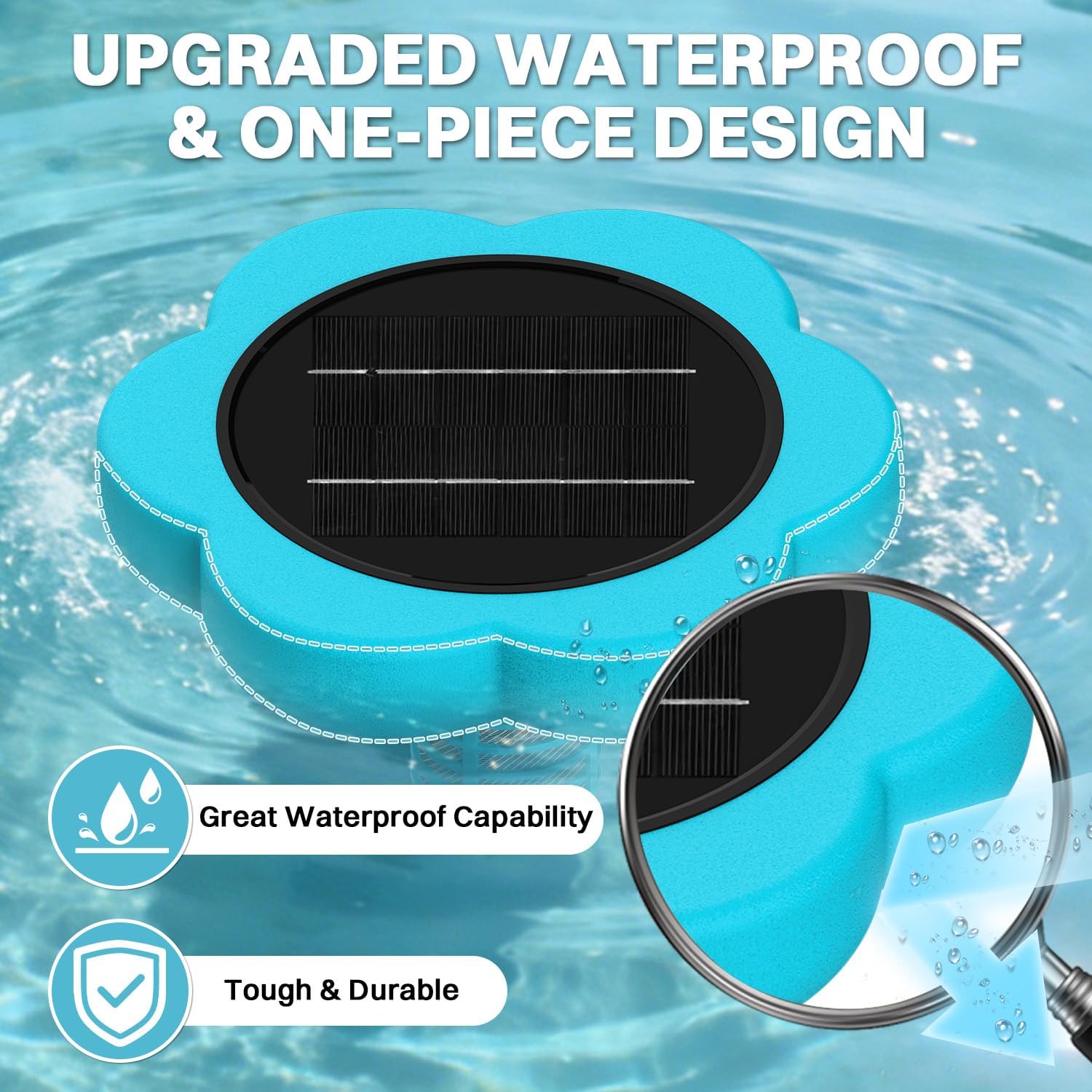 Solar Pool Cleaner | Floating Water Cleaner and Purifier | 2 Sets of Copper Anodes | Reduces 85% Chlorine | Fits Up to 35,000 Gal Fresh, Salt Water, Inground Pool & Above Ground Pond (Flower)