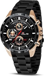 OFFCUP Men's Watch, 50mm Chronograph Watches, Analogue Quartz Watch with Stainless Steel Band and Automatic Date, Business Casual Wrist Watch for Men