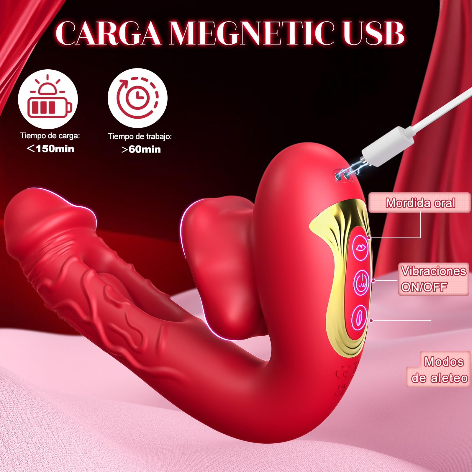 Vibradorador Mujer Juguetes Sexuales Dildo - 4 in 1Vibradorador Clítoris con 10 modos de Aleteo,Vibración,Lamido y Mordisco, Juguetes Eróticos para pareja Sexuales Sex Toy Consoladores Dildos Vibrador