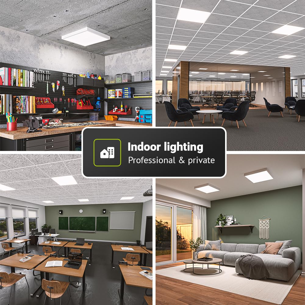 HOFTRONIC - LED Panel 60x60-4000K Neutralweiß - 36 Watt 4860 Lumen (135lm/W) - Rasterleuchte - Flimmerfrei - 5 Jahre Garantie - Deckenpanel - Lichtpanel