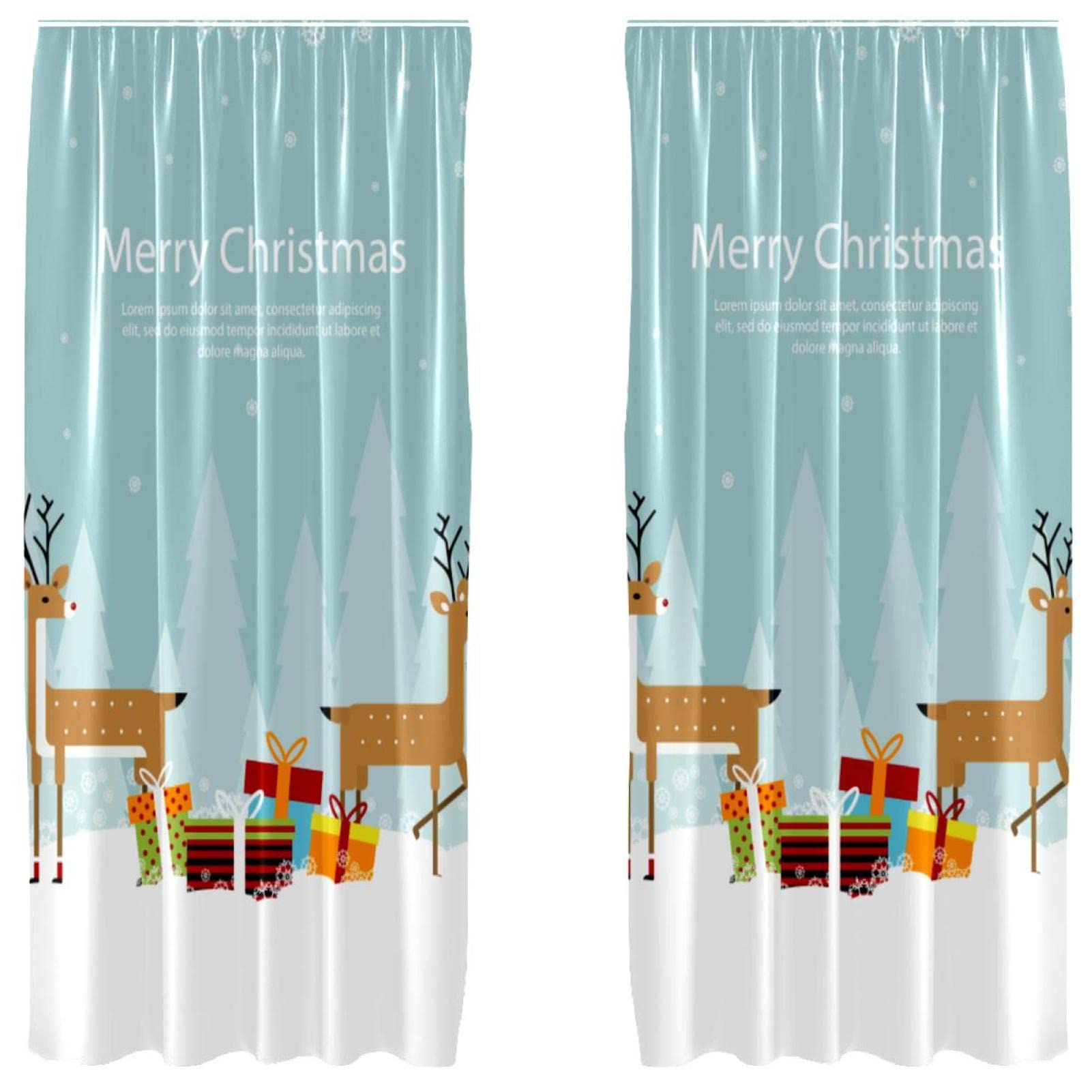 Rideaux de salon cerf Merry Christmas 139,7x213,4 cm pour masquer le vis-à-vis