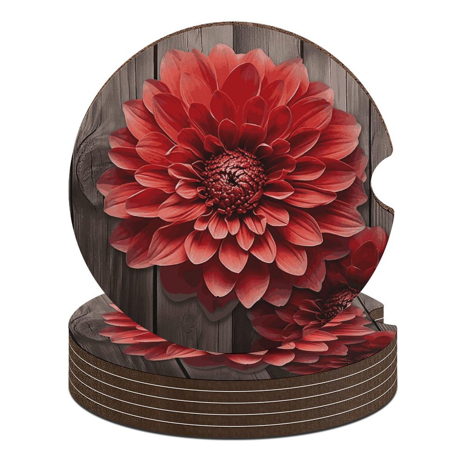 Dessous de verre voiture durable en caoutchouc motif dahlia
