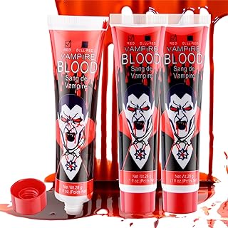 Beteligir 3Pcs Realistic Sfx Fake Blood Makeup Kit, Fake Blood Gel Washable Fake Blood for Clothes Mouth Eyes, Special Effects Makeup Kit for Vampire Zombie Halloween Fake Blood Makeup