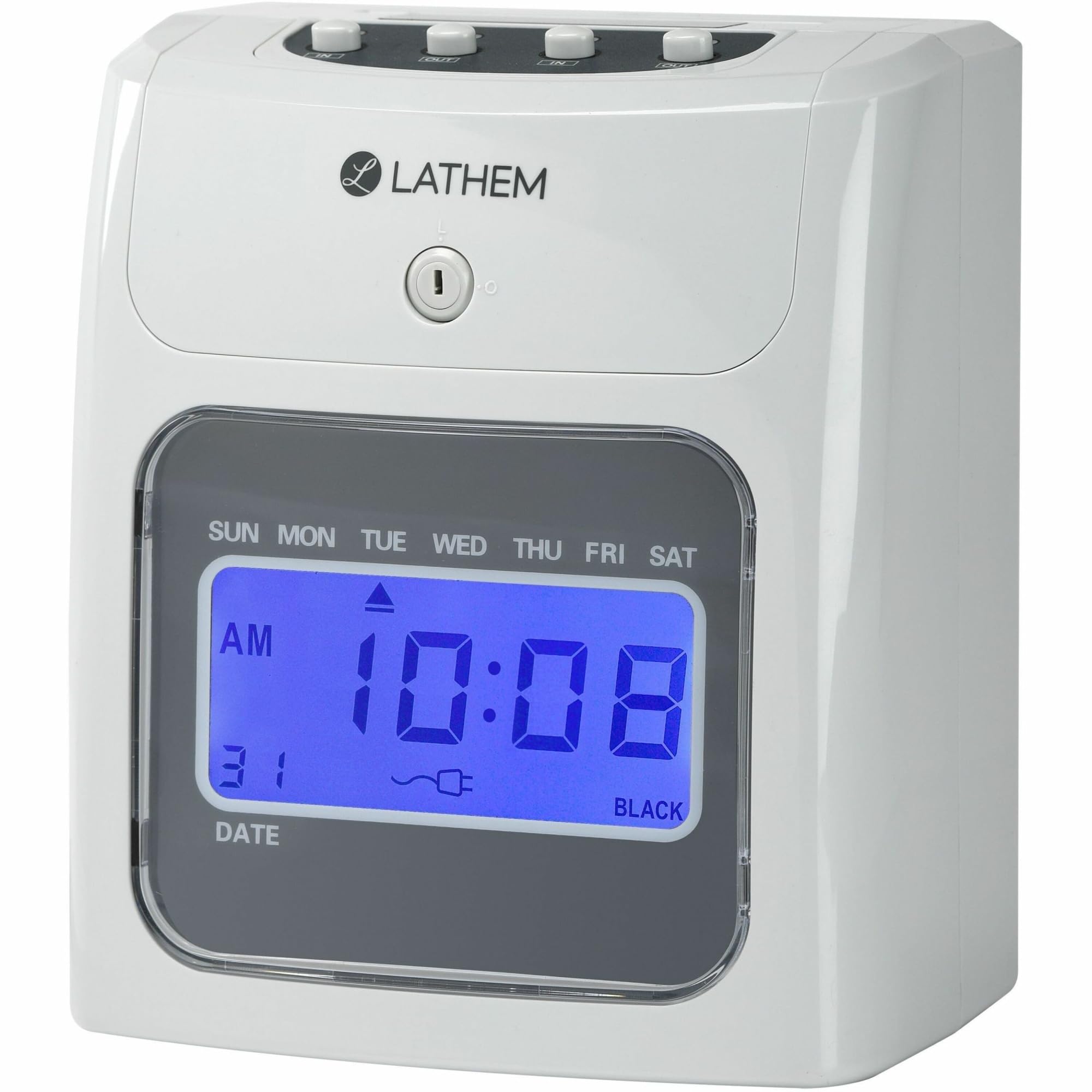 Lathem 400E-KIT Top-Feed Electronic Time Clock Bundle Kit Time Clock, Gray, 8.5" x 7.4" x 5" (400EKIT)