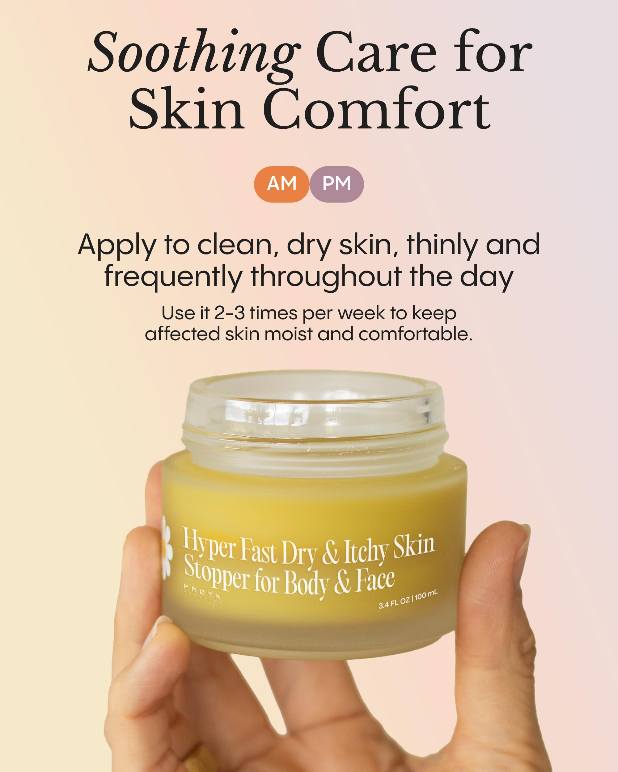 FRØYA Organics Dry & Itchy Skin Soothing Balm for Body & Face, 3.4 fl oz