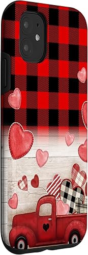 Miniatura 3 de Funda para iPhone 11 con diseño de búfalo rojo a cuadros para el día de San Valentín