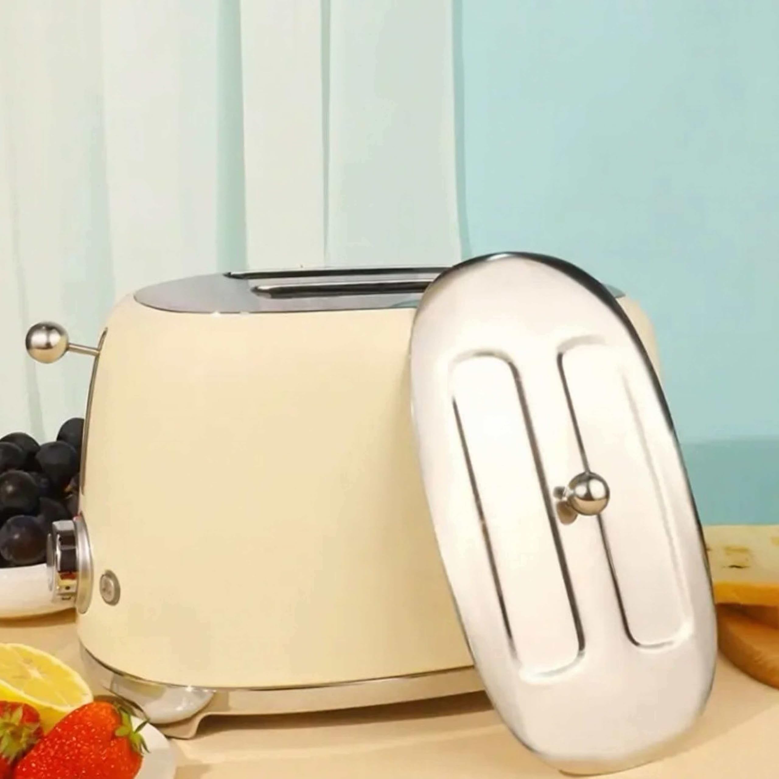 Cache-poussière compatible avec grille-pain SMEG TSF01, acier inoxydable, finition polie, forme ovale