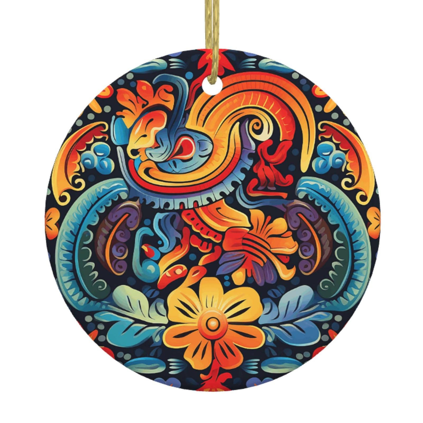 Fodpand Women's White Mexican Christmas Ornaments 2025, Gift Exchange For Men, Collectible Ceramic Ornament Round Hanging Ornaments For Christmas Tree Decoration