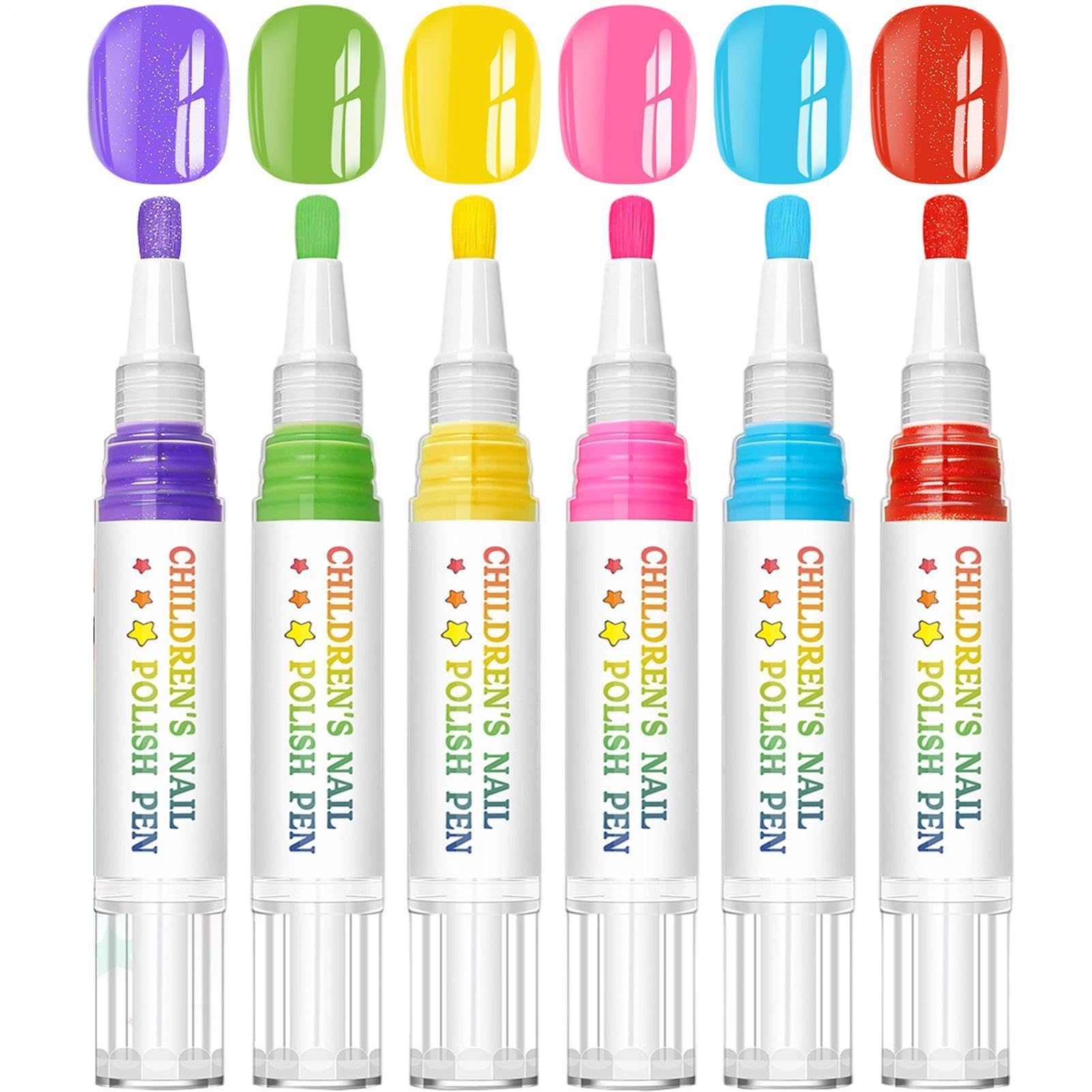 Pennarelli Unghie per Bambini | 6 Colori Pennarelli Disegno Impermeabili Asciugatura Rapida Rimovibili a Strappo - per Unghie Bambini - Per Bambina, Manicure delle Dita, Compleanno, e Natal