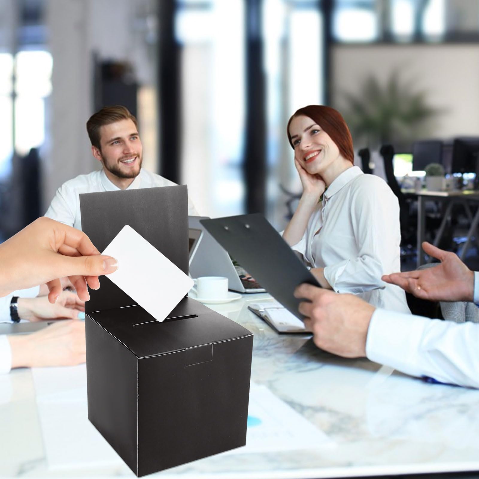 Lot de 30 urnes en carton avec fente et en-tête amovible - Boîte à suggestions - Pour vote caritatif, recueil de commentaires - Collecte de fonds - Noir