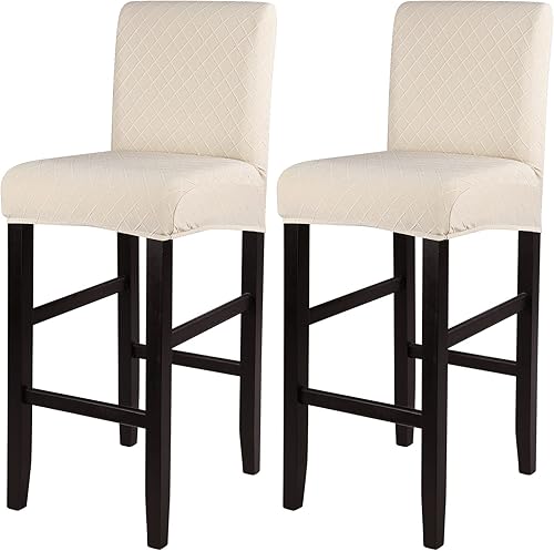SearchI Juego de 2 fundas de jacquard para taburetes de bar, elásticas y lavables, fundas para sillas de altura de mostrador para cocina, comedor,
