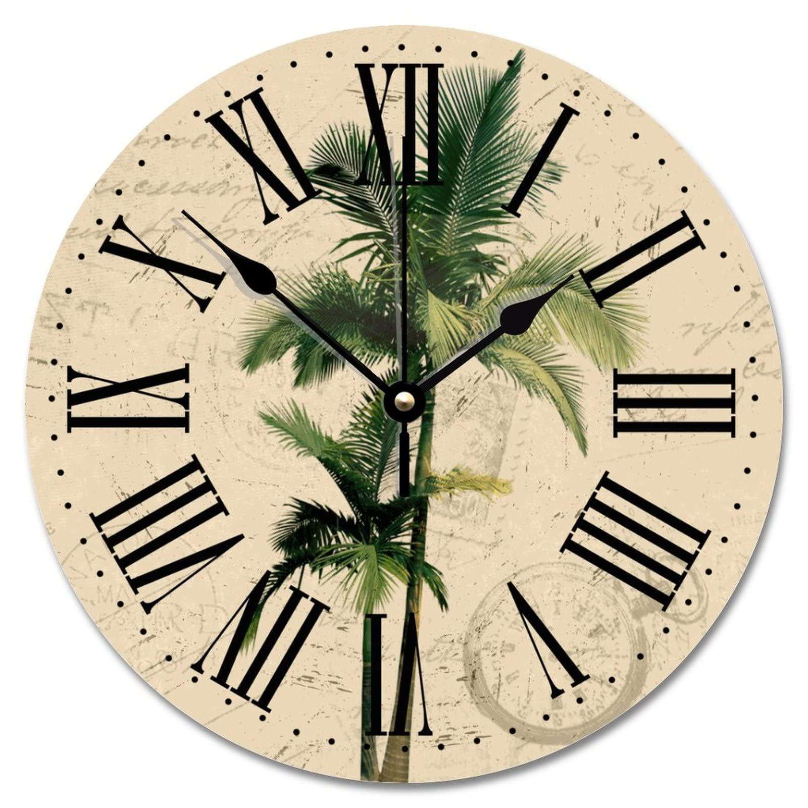 Horloge murale de salon ambiance ferme rustique et décoration tropicale