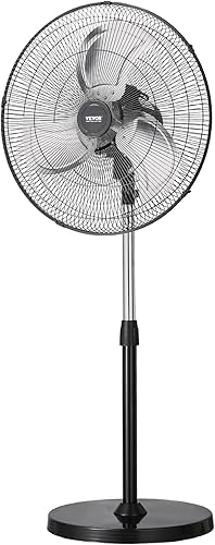 Miniatura 9 de VEVOR Ventilador de pedestal industrial, ventilador oscilante de 18 pulgadas y 90 grados, ventiladores de pie ajustables en altura con 3 velocidades