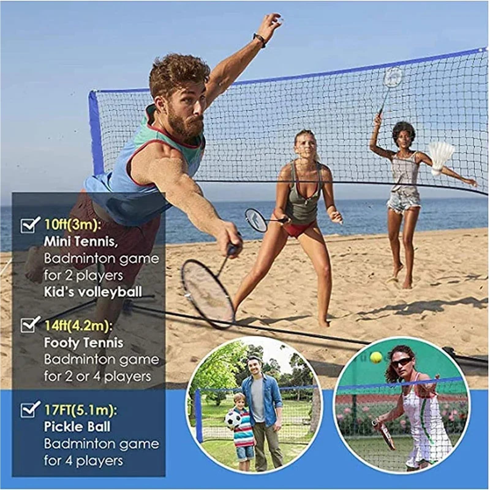 Rete da Badminton 3.0m/4.0m/5.0m/6.0m Rete da Badminton Standard for Allenamento Sportivo Professionale Tennis all'aperto pallavolo for Esercizi per Pallavolo E Tennis