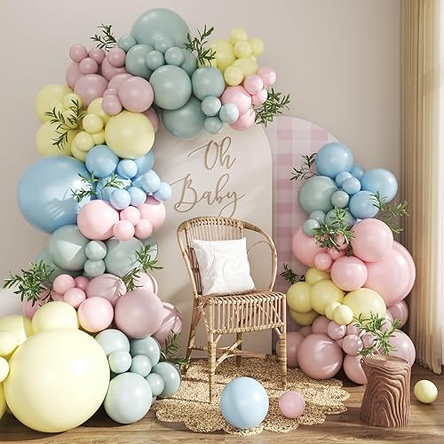 Kit de guirnalda de arco de globos (azul, amarillo, rosa, morado)