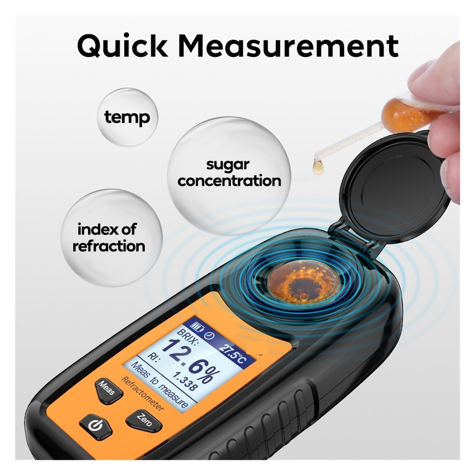 Refractómetro Digital Refractómetro Digital Medidor Brix Instrumento de medición de Contenido de azúcar Jugo de Fruta Bebida Vino Cerveza 0-35% Rango