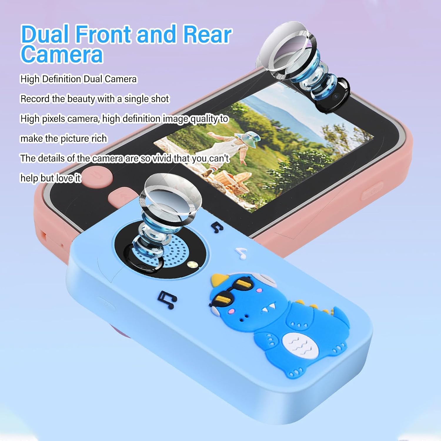 96MP Digital Camera, 1920x1080 Dual Lens Vlogging Camera with 2.4inch Display, Portable Compact Point Shoot Camera with MP3 Music Player Electronic Books (Roseate)