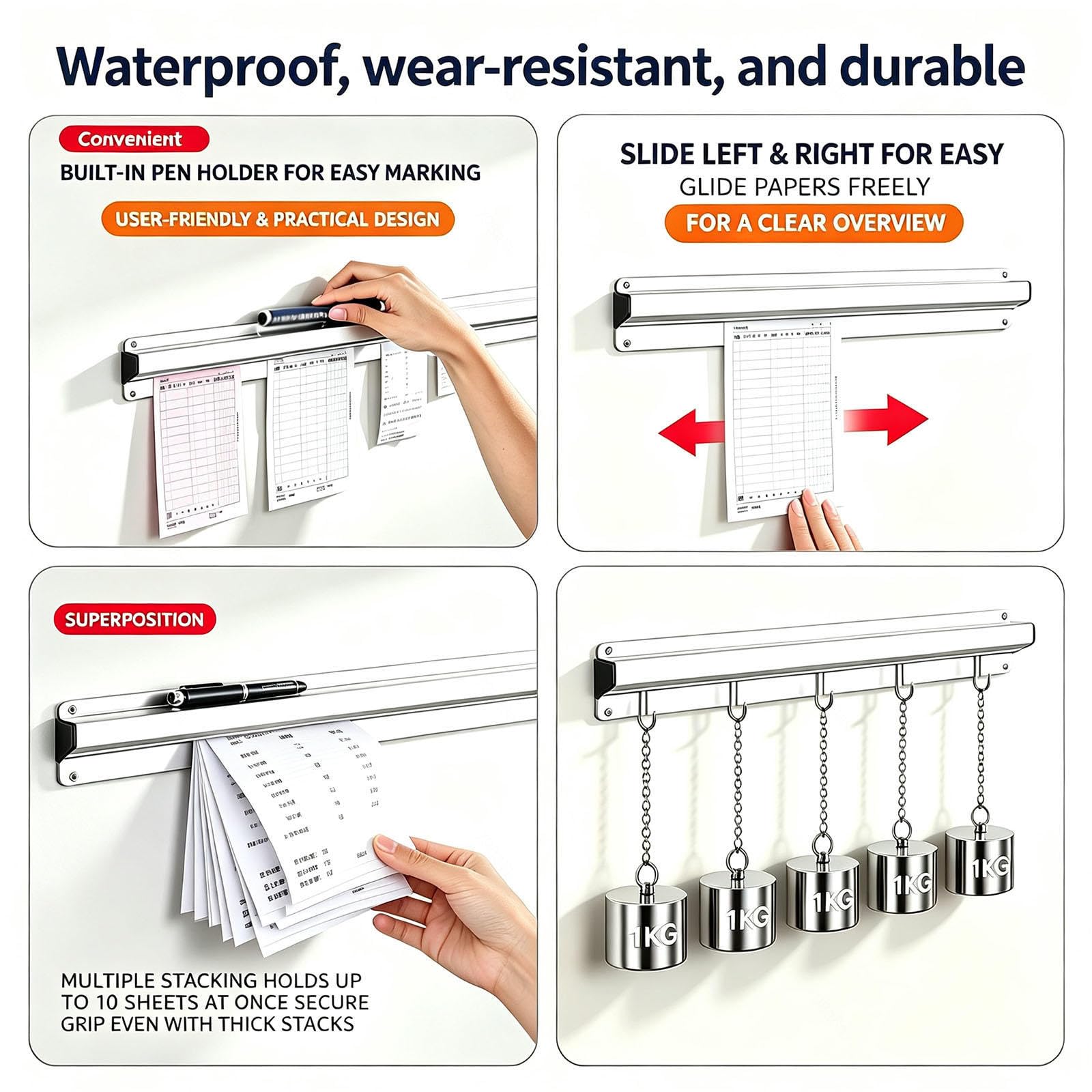 2er-Pack Receipt Holder Spike Hergestellt aus einer Aluminiumlegierung in Luftfahrtqualität, wasserdicht und mit elegantem Design.,14 * 2.3inches（35 * 5.8cm）