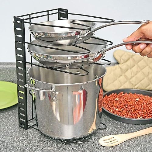 Miniatura 4 de Southern Homewares Estante de almacenamiento de ollas y sartenes de metal, estante organizador vertical de utensilios de cocina negro para cocina