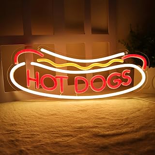 Balanar HOT DOGS Neon Signs for Wall Decor Neon Lights for HOT DOGS Shop Led Business Signs Suitable for Fast Food shops Christmas Birthday Party Gift Led Art Wall Hanging Decorative Lights
