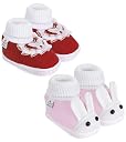 Neska Moda 12 To 18 Months Baby Girls Pack of 2 Pair Cotton Butterfly Frill and Rabit Face Booties (Maroon,Baby Pink) -BT1169andBT1174 gallery image