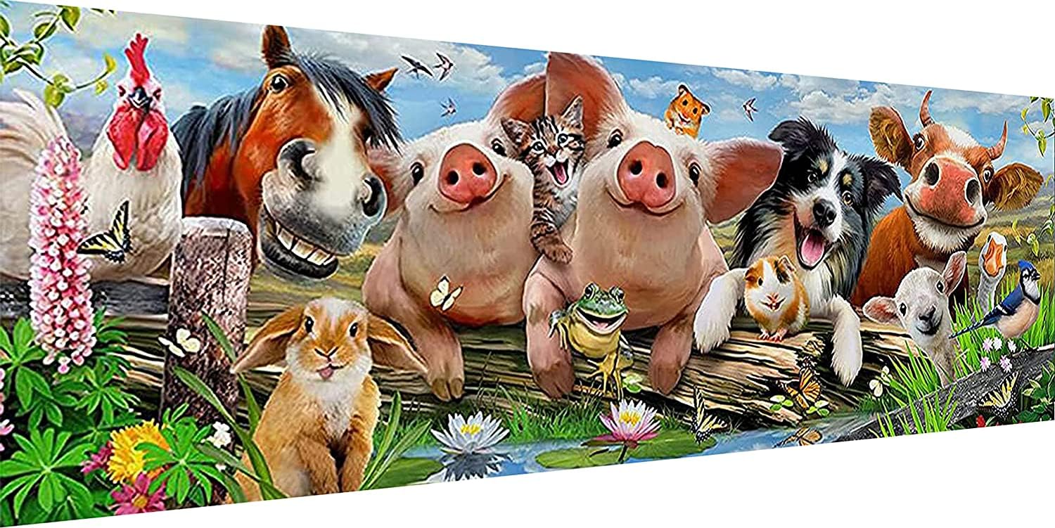 YALKIN 5D Diamond Painting Kits for Adults DIY Large Animals Full Round Drill (35.4x11.8inch) Pictures Arts Paint by Number Kits Diamond Painting Kits for Home Wall Decor