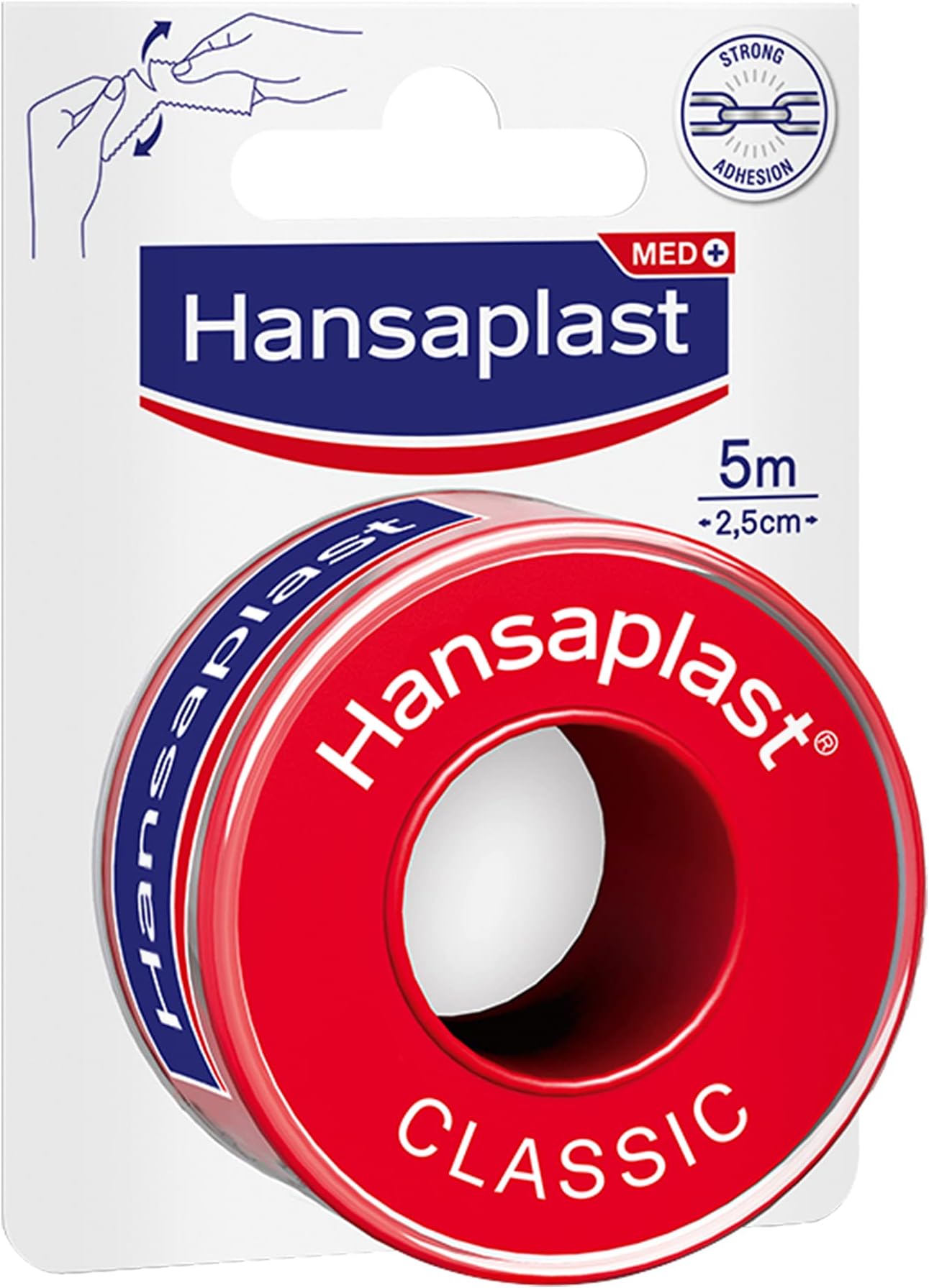 Fixation Tape Classic | Strong Adhesion | Hand-Tearable | Fixation for Wound Dressings | 5Mx2.5CM