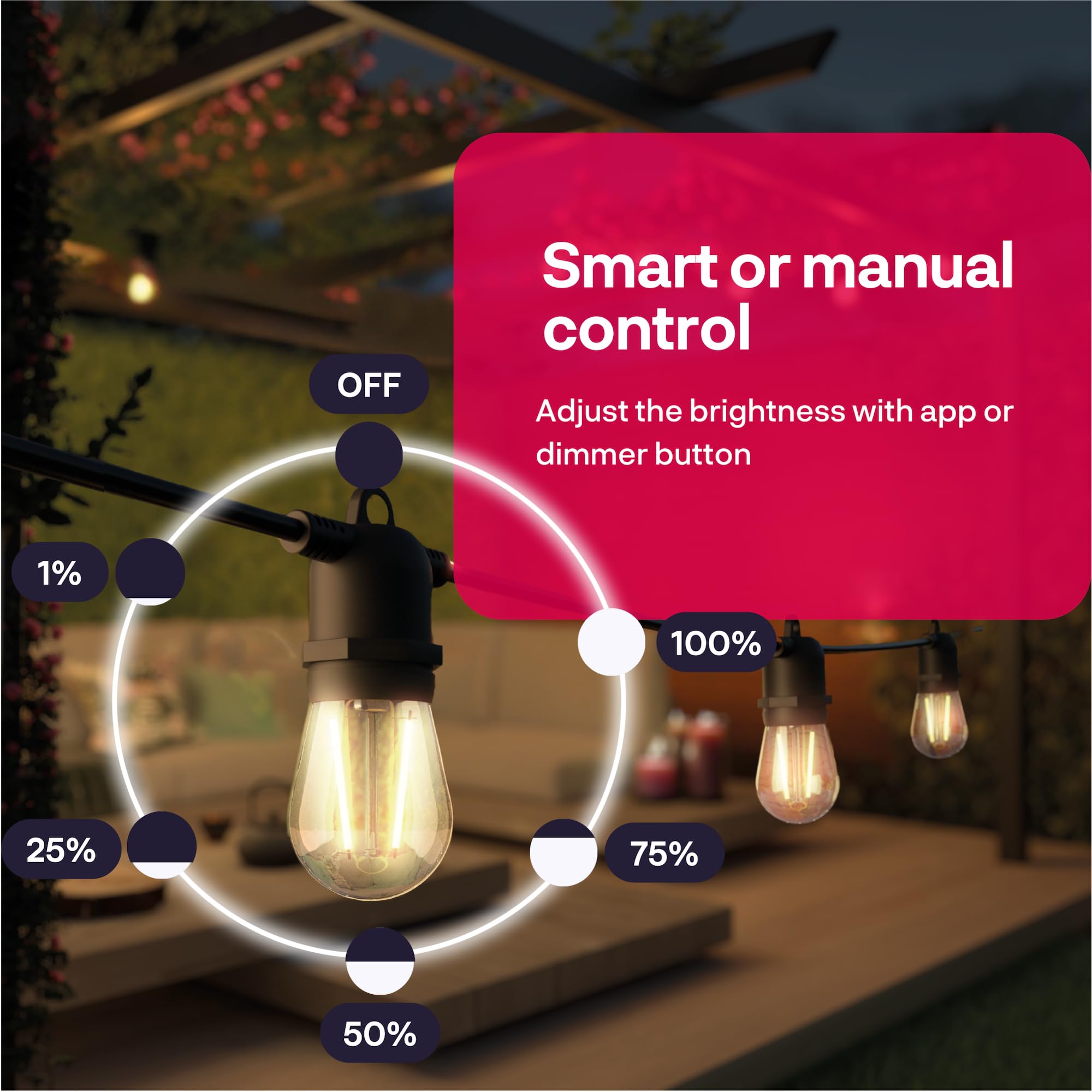 innr Smart LED Lichterkette außen 8m, Zigbee, Funktioniert mit Hue* und Alexa (Bridge erforderlich), Warmweiß, Outdoor Lichterkette Balkon, 16 Smart Glühbirnen, IP65 wasserdicht, dimmbar, Komplettset