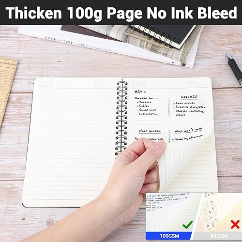 Miniatura 3 de EUSOAR - Cuaderno rayado A5 con espiral, tapa dura negra, para escritura, viajes, notas, diario, bocetos, para estudiantes, oficina, negocios,