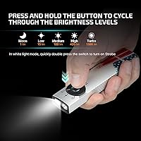 Vista 4 de OLIGHT Arkfeld Pro - Linterna plana recargable EDC con haz verde, combo UV y LED blanco, 1300 lúmenes, luces de bolsillo portátiles, triple fuente