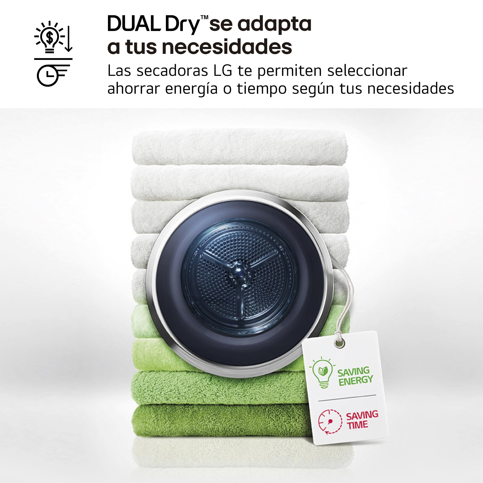 LG RHX5009TLB - Secadora con Inteligencia Artificial 9kg, Bomba de Calor Dual Inverter, Eficiencia Clase B, Serie 500, Tecnología AI Dry, Eco Hybrid, Conectividad Wi-Fi ThinQ, Blanco
