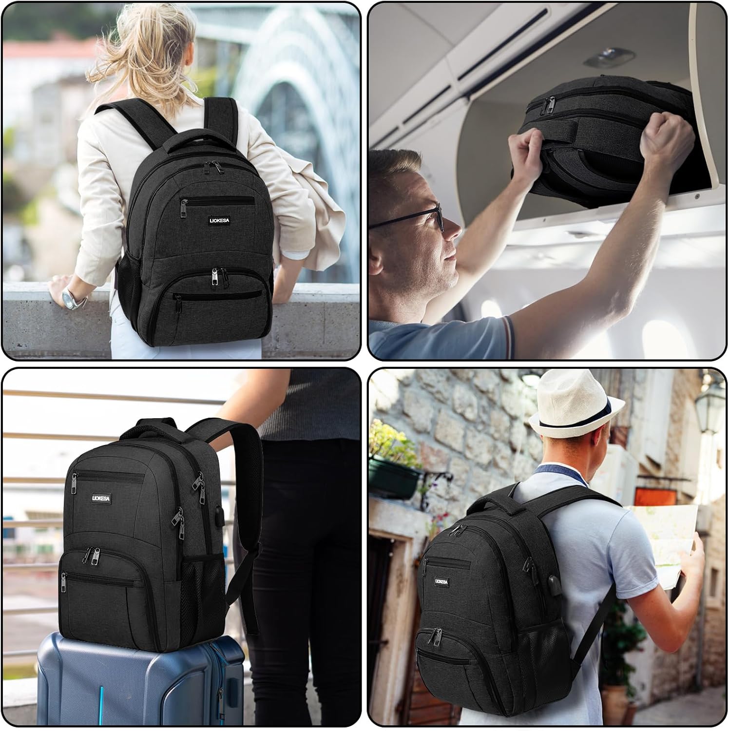 Backpack for Men Women, School Backpacks for Teen Boys Girls, Water Resistant Laptop Backpack with USB Charger, 15.6 Inch Black College Bookbag - Image 7