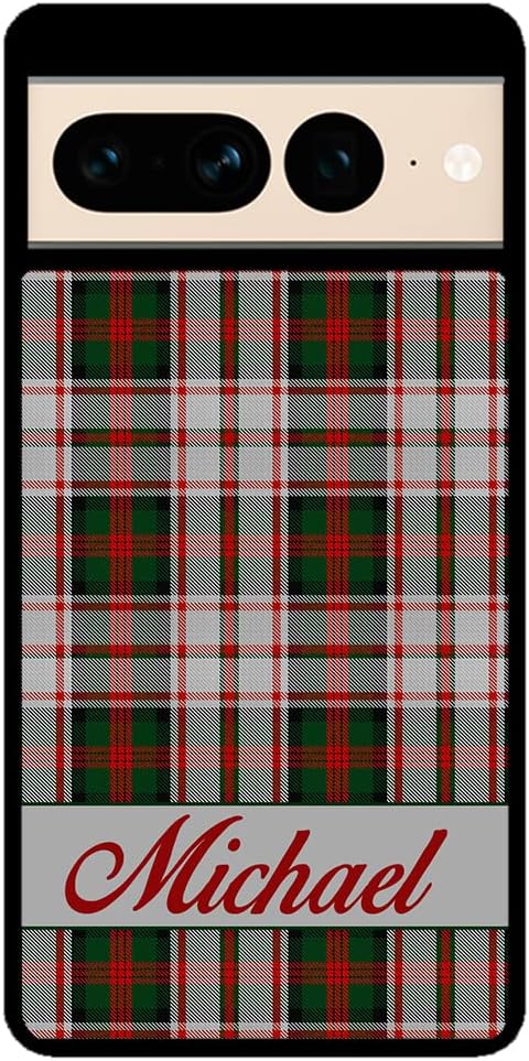Christmas Tartan Quilt Blanket Personalized Black Rubber Phone Case Compatible With Google Pixel 10, 10 Pro, 10 Pro XL, 9a, 9 Pro, Pixel 9, Pixel 9 Pro XL, 8a, 8 Pro, 8, 7, 6, 6a, 6 Pro, 5, 4