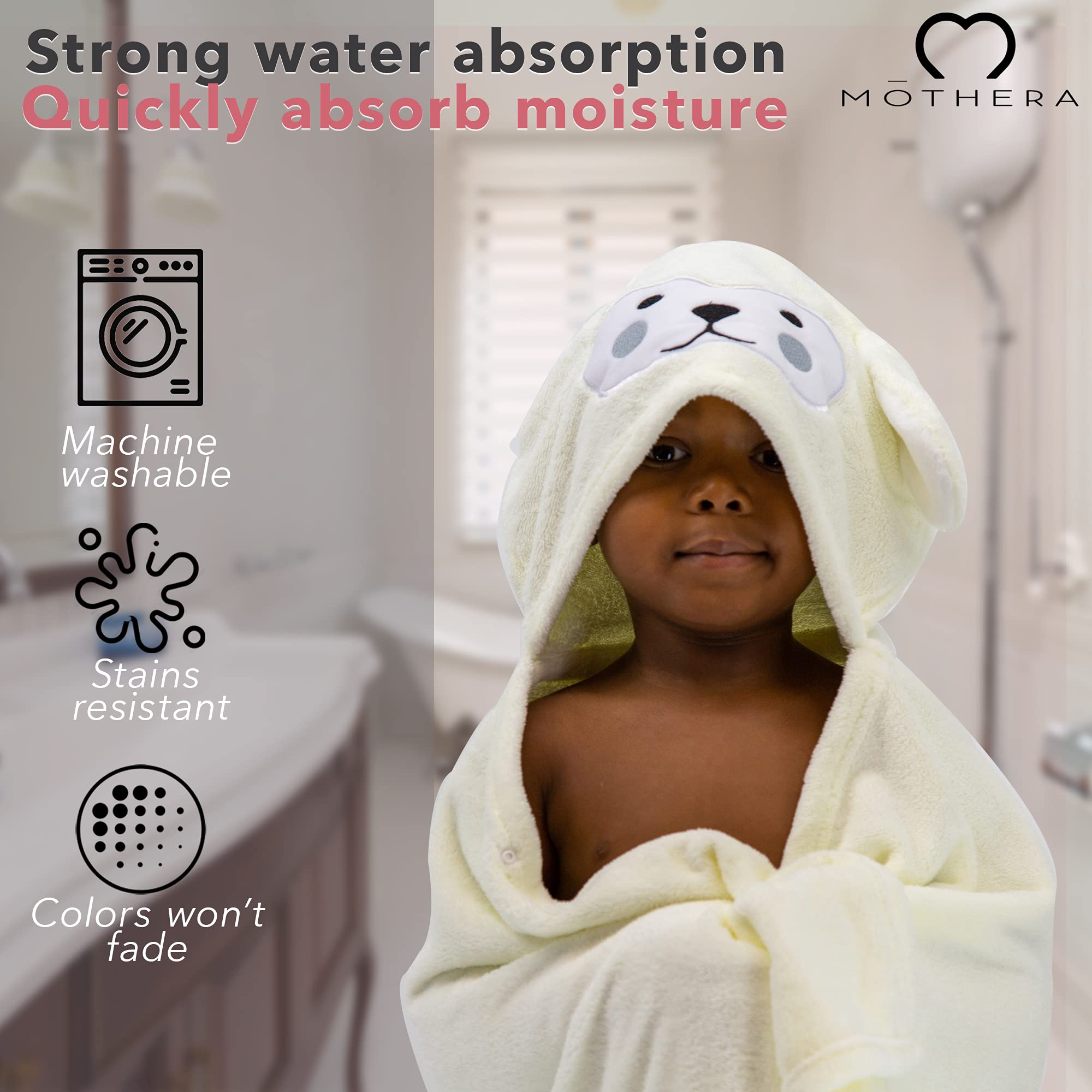 Mothera Toalla de baño con capucha para niños pequeños | Coral Fleece Toallas de baño para niños con capucha de animales | Verde