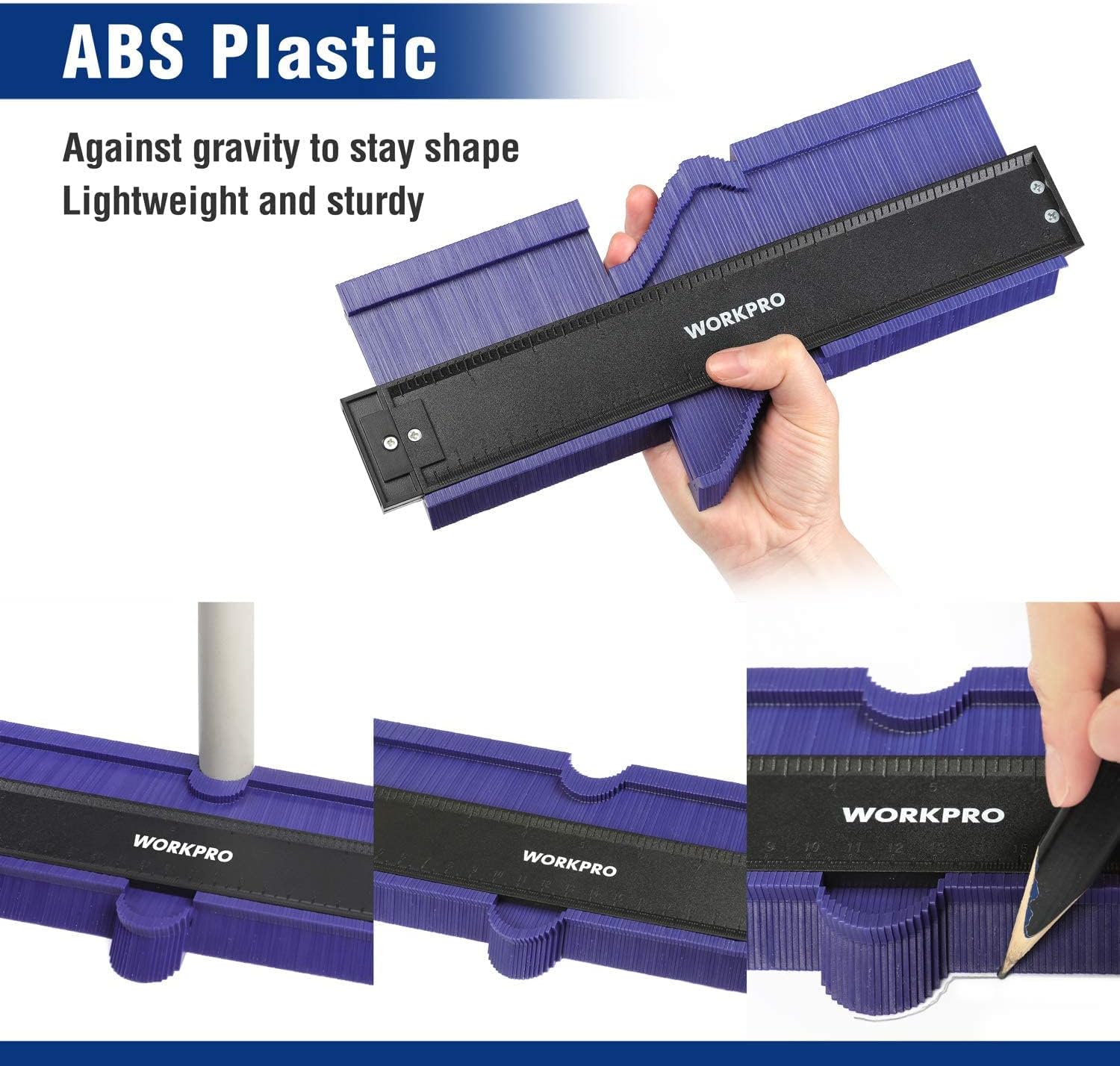 WORKPRO Rafter Square and Combination Square Tool Set & 10" Contour Gauge and 6-Sided Angle Measuring Tool Combo Kit